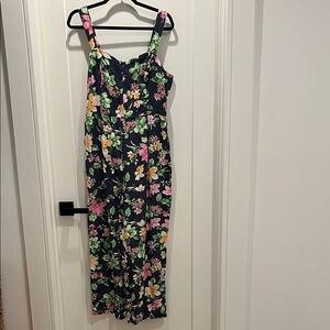 Old Navy Floral Linen Jumpsuit/Romper - Navy and Multicolor. Never worn.